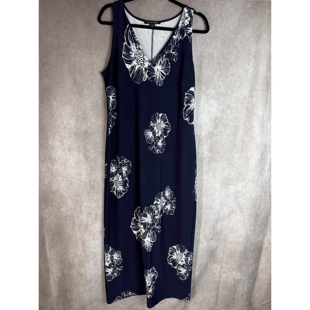 Boston Proper Floral V-Neck Slit Wedding Party Maxi Dress In Blue Women's Size M